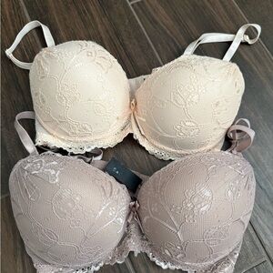 🦄3/$15 Elegant Lace Bra Set - Cream and Tan